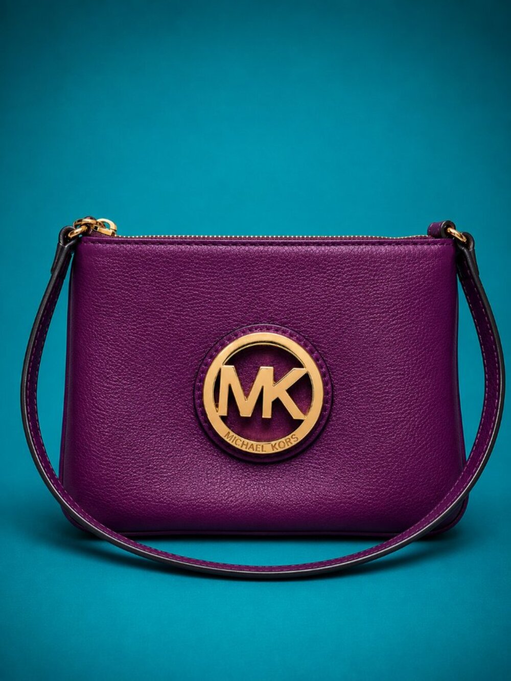 MICHAEL KORS Fulton Iris Purple Pebbled Leather Convertible Wristlet Bag 2018